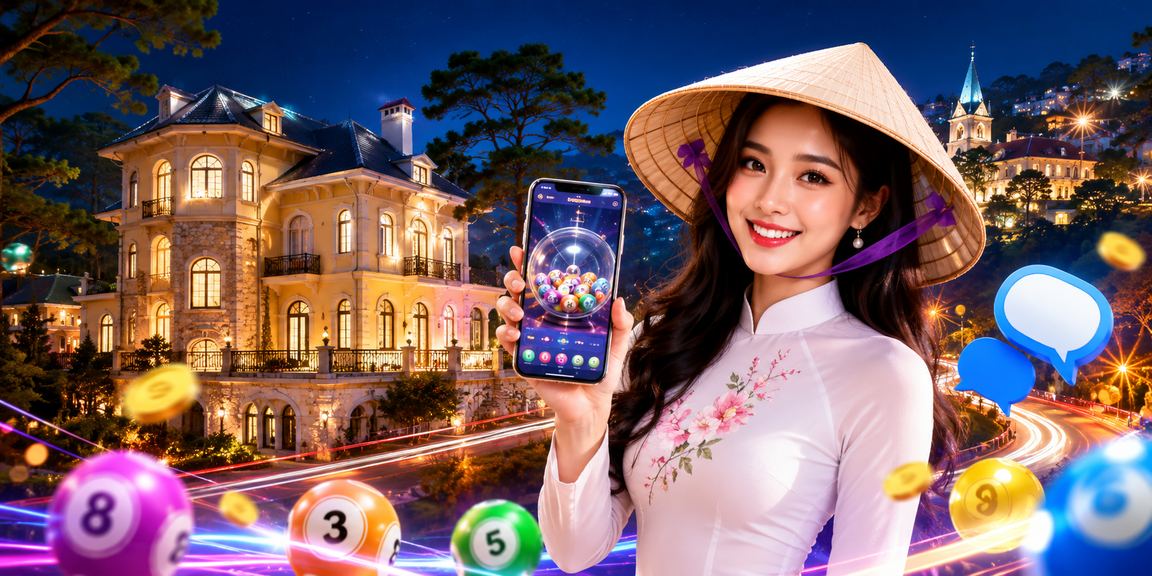 Người chơi xổ số và giải trí trực tuyến tại Đà Lạt với nón lá truyền thống